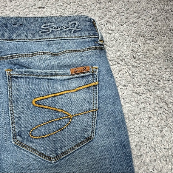 Seven7 Jeans Womens 29 Sexy Flare Distressed Bell Bottoms Stretch Regular BOHO - Picture 4 of 7